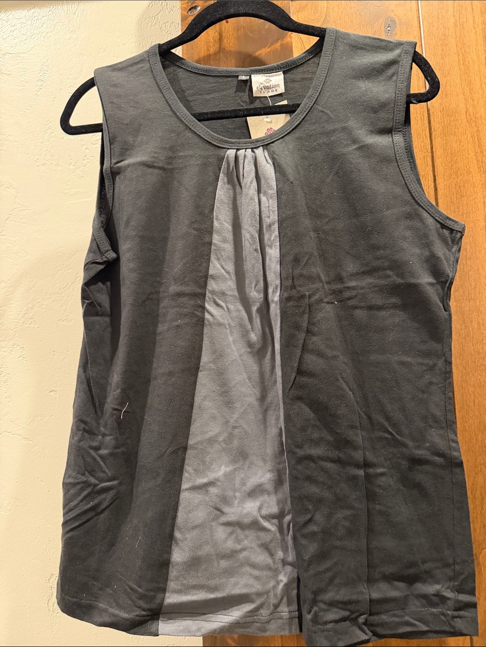 Black Tank Top with Light Gray Center Pleat